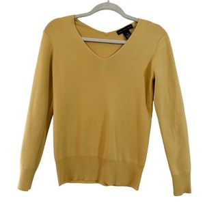 NWOT Joan Vass Burnt Yellow Long Sleeve V Neck Sweater Size: XS